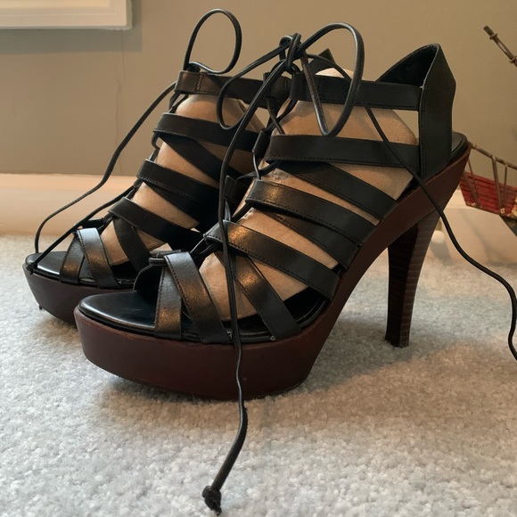 Bakers CHERI Gladiator Lace-ups Leather Platforms - Picture 2 of 8